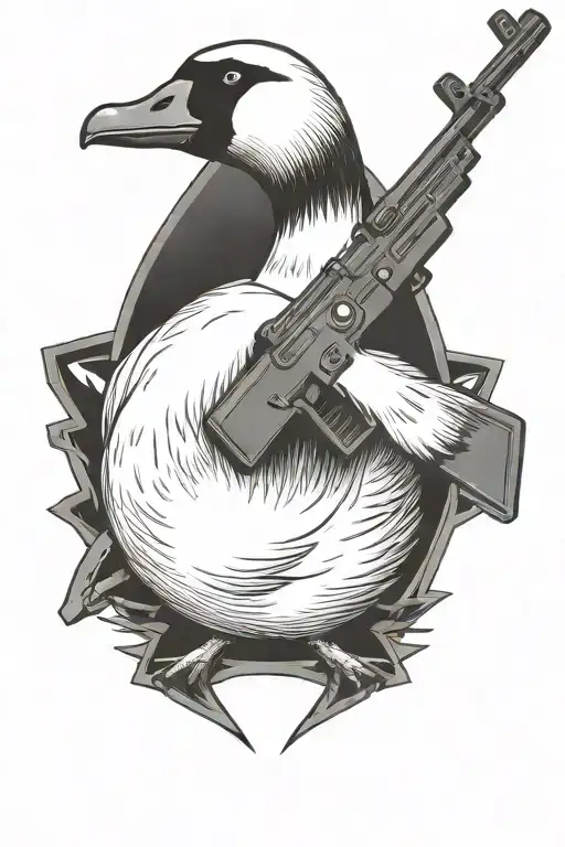 Goose Holding Ak47 Gun