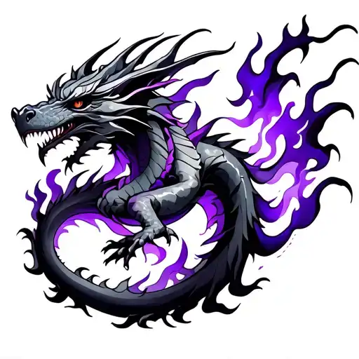 Dragon Purple Flames Mystical