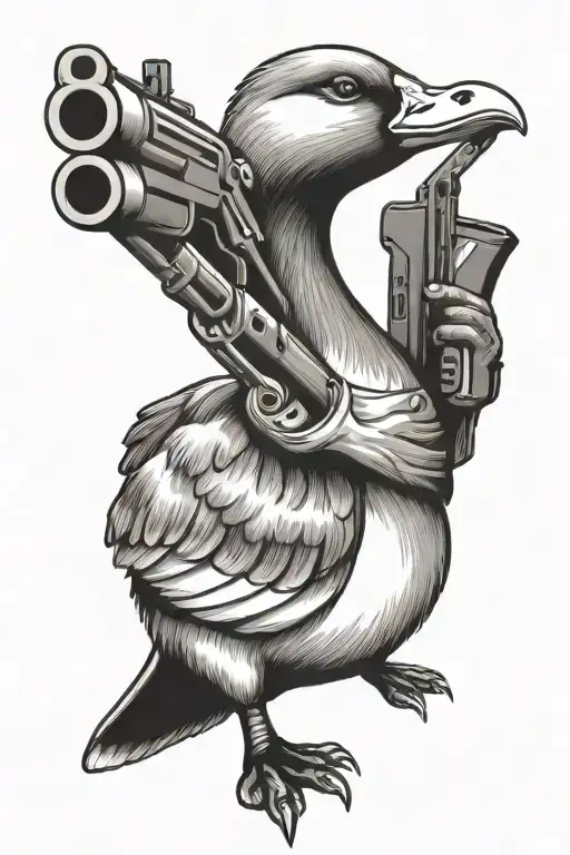 Goose Holding Ak47 Gun