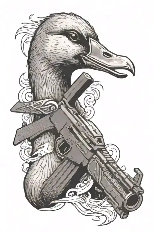 Goose Holding Ak47 Gun