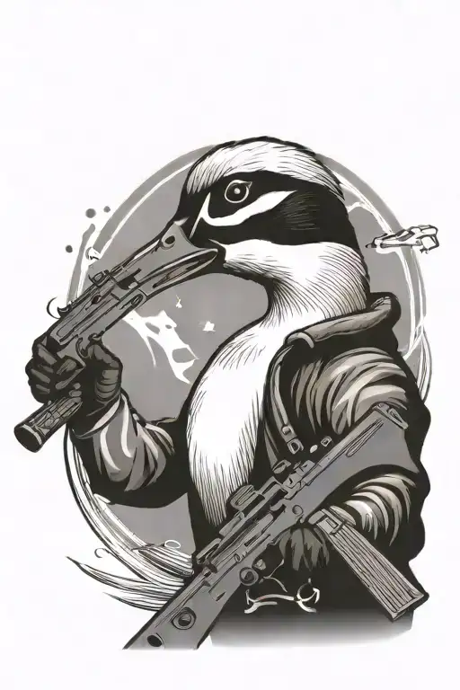 Goose Holding Ak47 Gun