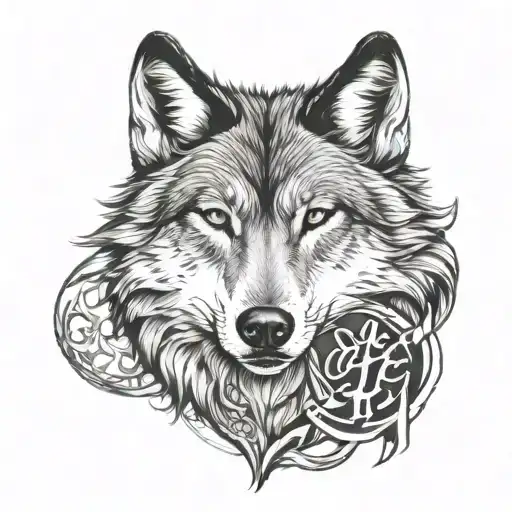 Wolf With Initials A L Z