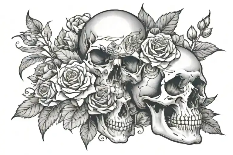 Skull And Flowers