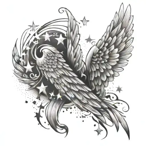 Angel Wing And Stars