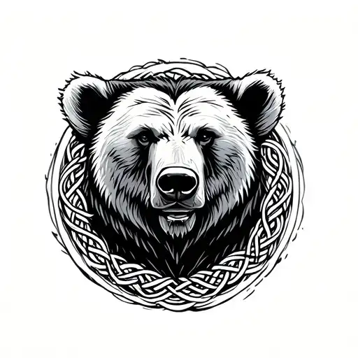 Nordic Bear In A Knotwork Circle Design