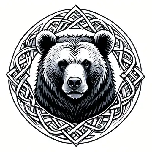Simple Nordic Bknot Bear In A Knotwork Circle