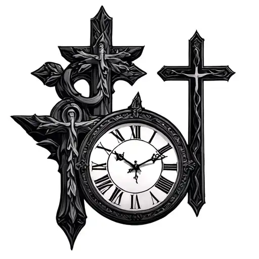Christian Crosses And Roman Numeral Clock