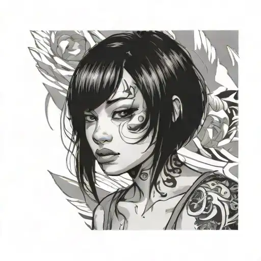 Woman In Tank Top With Black Bob Manga Touch