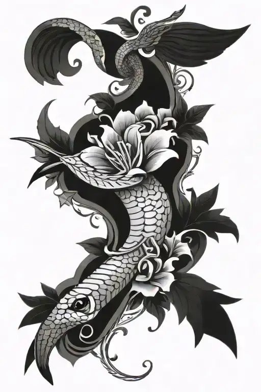 Snake Hummingbird Floral Design Combining Elements