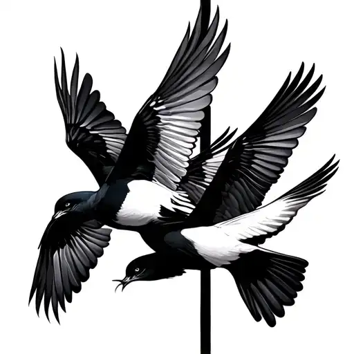 5 Birds Flying In A Vertical Line