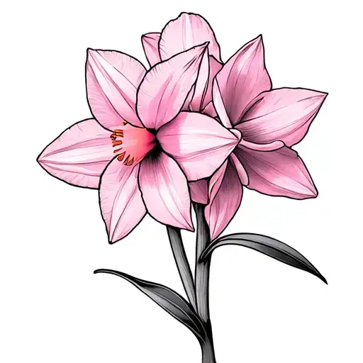 Pink Daffodil And Its Dead Twin