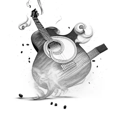 A Smoke-filled Guitar With Coffee Beans As Frets