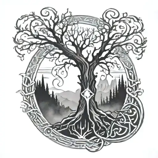 Lotr Tattoo Featuring Symbol Incorporating Elements Tree