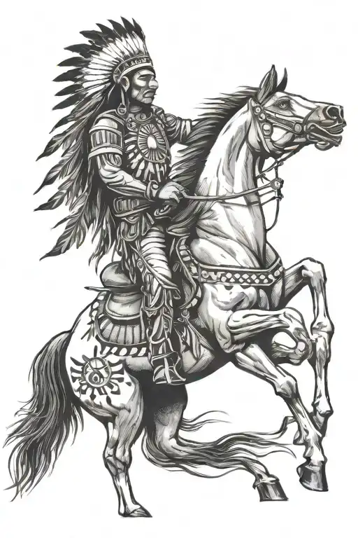 Native American War Chief Riding A Horse
