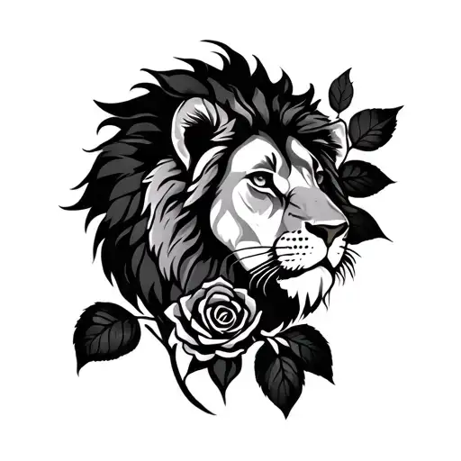 Lion With A Rose