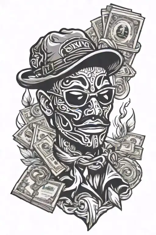 Ski Mask Backwoods Cigar And Money