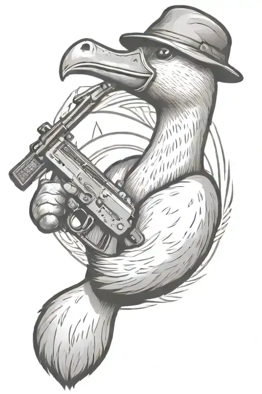 Goose Holding Ak47 Gun