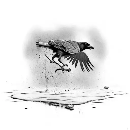 Crow In Puddle