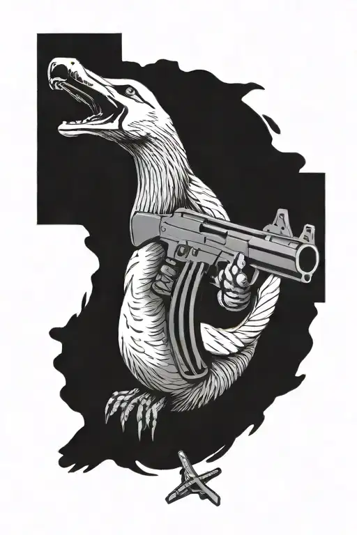 Goose Holding Ak47 Gun