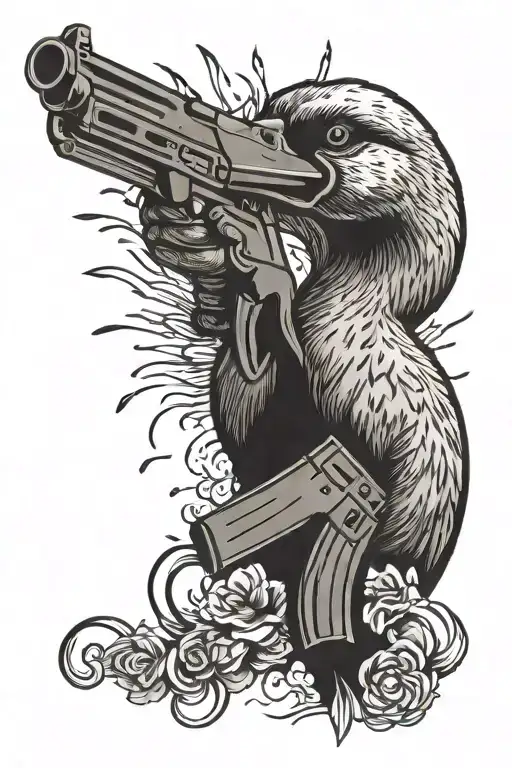 Goose Holding Ak47 Gun