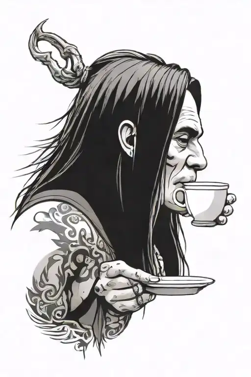 Ozzy Drinking Coffee Tired