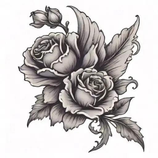 Angel Wing With Purple Carnation Flower