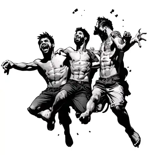 Three Male Friends Falling Into Hell Having Fun Filled Day