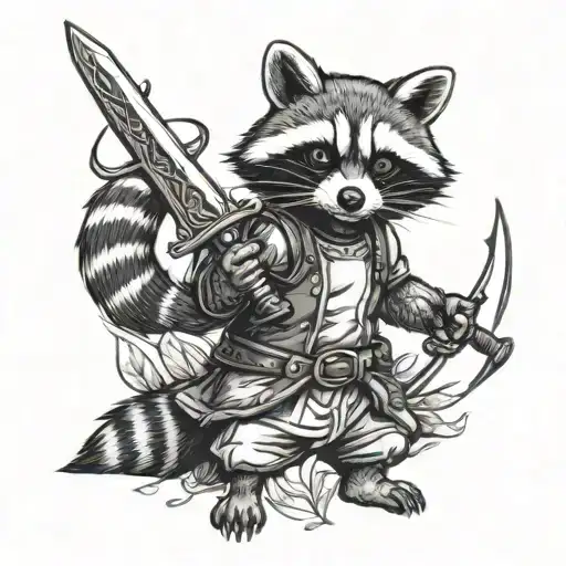 Raccoon Holding A Sword