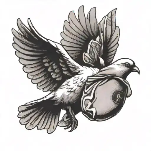 Dove With Money Bag In Mouth