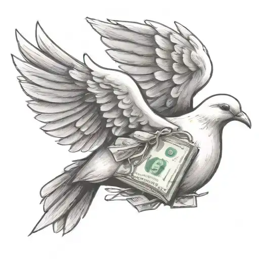 Dove With Money Bag In Mouth