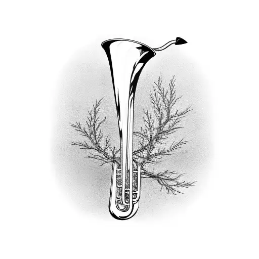 A Trombone Made Out Of Tree Branches And Leaves