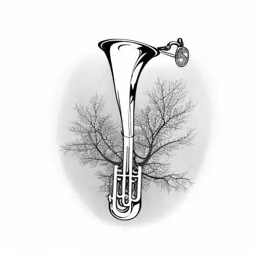 A Trombone Made Out Of Tree Branches And Leaves