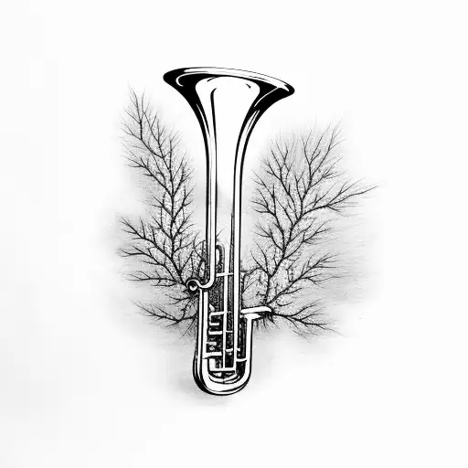 A Trombone Made Out Of Tree Branches And Leaves
