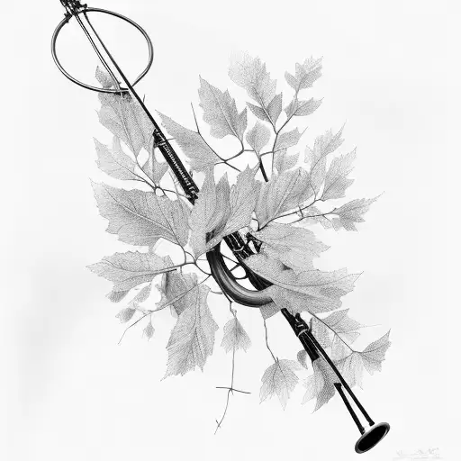 A Trombone Made Out Of Tree Branches And Leaves