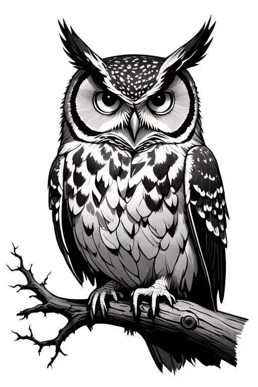 Dead Tree With An Owl Perched