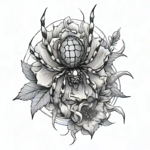 Spider On Purple Flowers