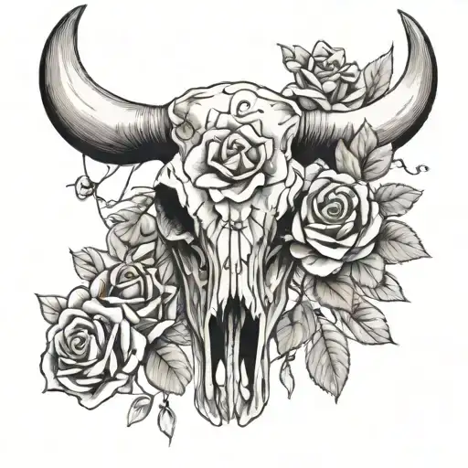 Cow Skull With Roses