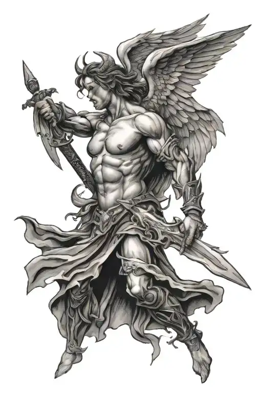 Arch Angel Stabbing Satan