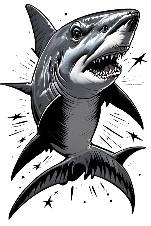 A Hammerhead Shark With A Shooting Star Through It