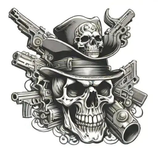 Skull Hat With Guns