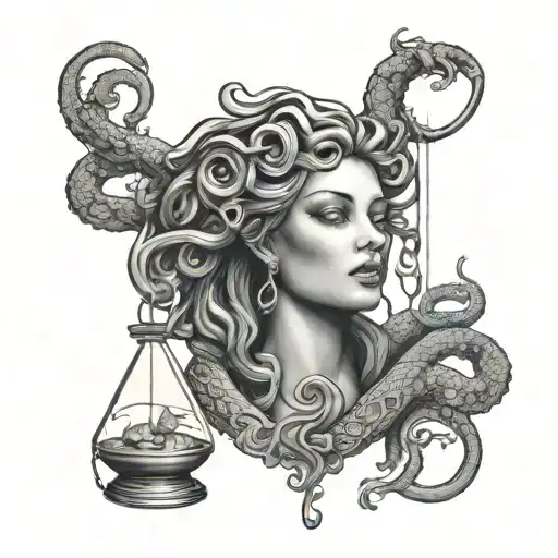 Medusa With The Snakes Wrapping An Hourglass