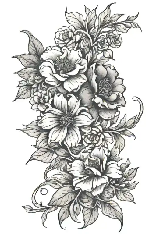 Birth Month Flowers Intertwined