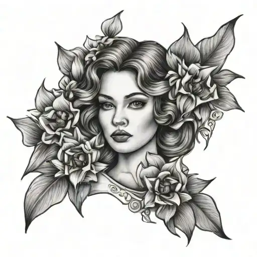 A Portrait Of Cierra Ann Surrounded By A Wreath Of Narcissus Flowers