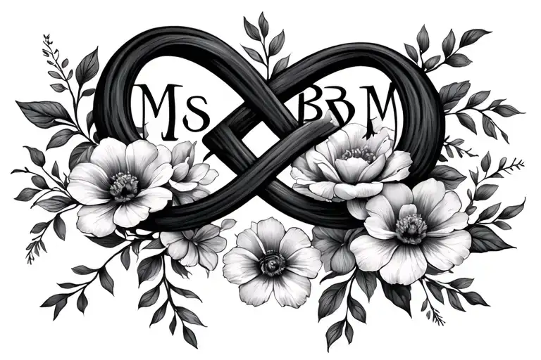 Infinity Sign Intertwined With Bloomimg Flowers And The Word Msbm