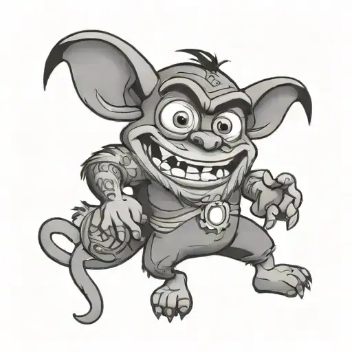 Cartoon Taz Manian Devil Holding A Minion Doll