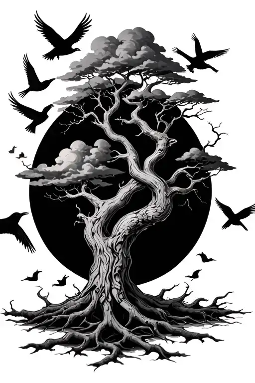 Poison Tree With Birds And Clouds