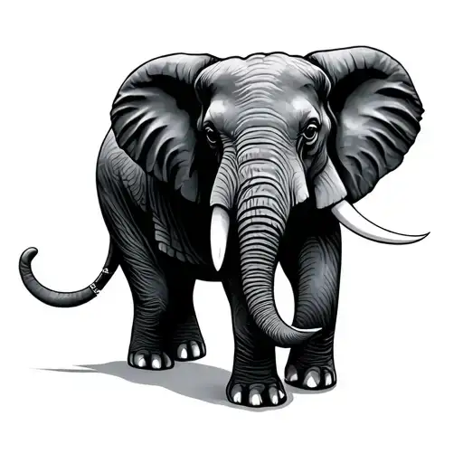 Black Fine Line Elephant