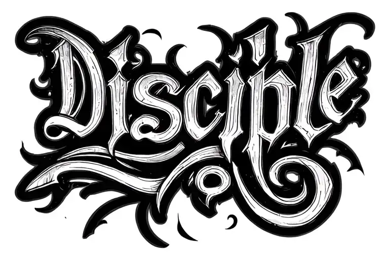 The Word 'Disciple No Shading Emo Font