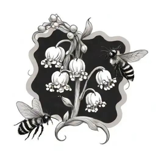 Lilly Of The Valley And Bee Flying