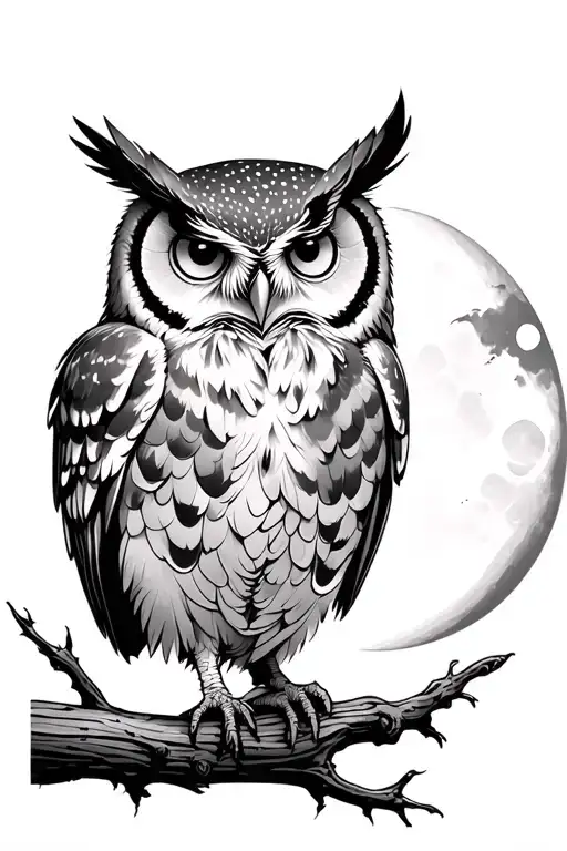 Owl And Moon